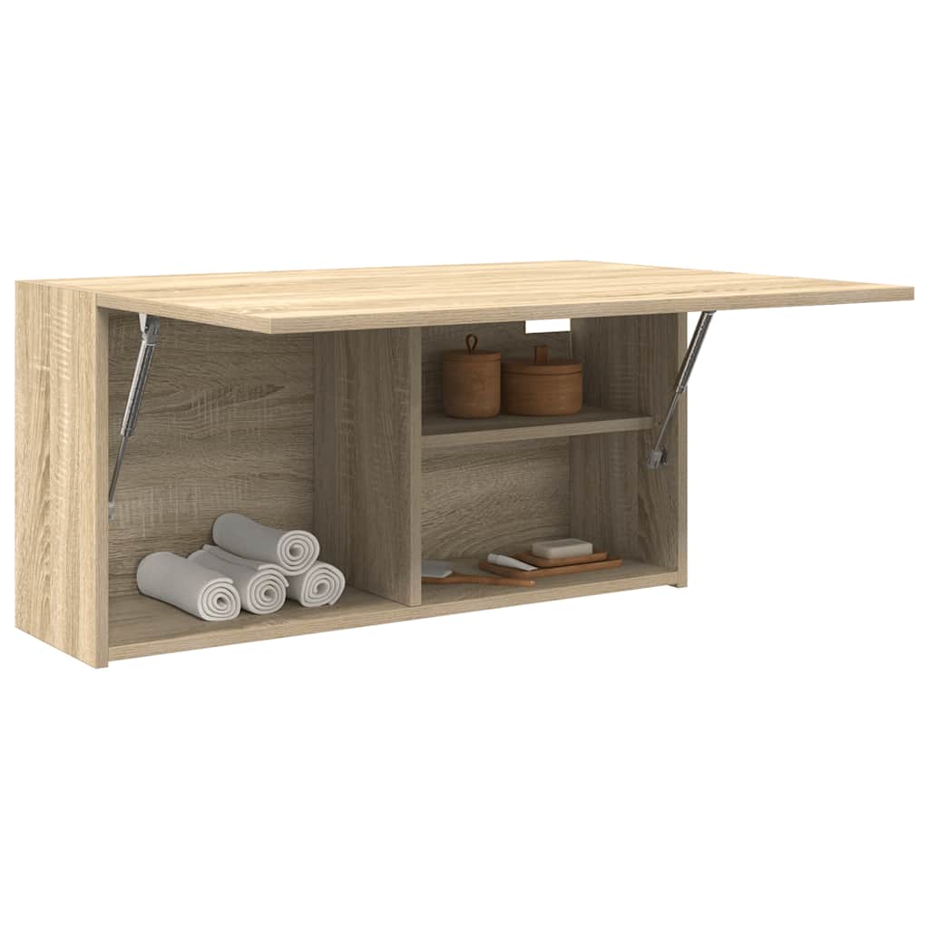 væghængt badeværelsesskab 80x25x40 cm konstrueret træ sonoma-eg