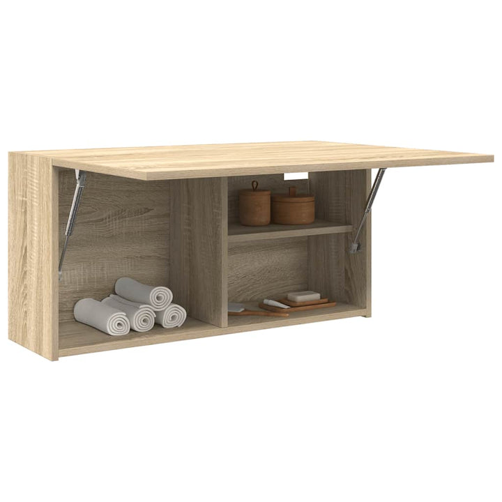 væghængt badeværelsesskab 80x25x40 cm konstrueret træ sonoma-eg