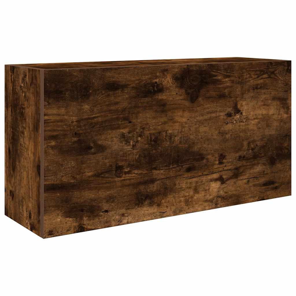 væghængt badeværelsesskab 80x25x40 cm konstrueret træ røget eg
