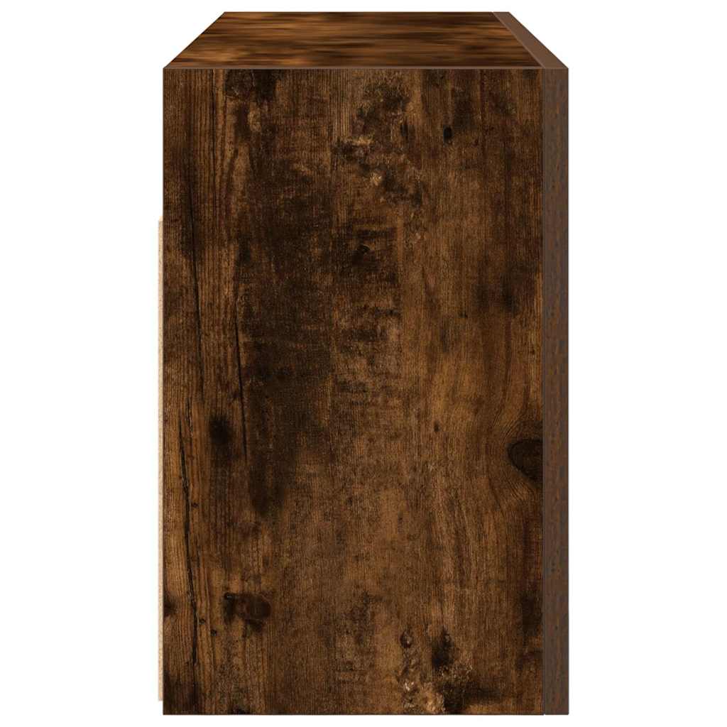 væghængt badeværelsesskab 80x25x40 cm konstrueret træ røget eg