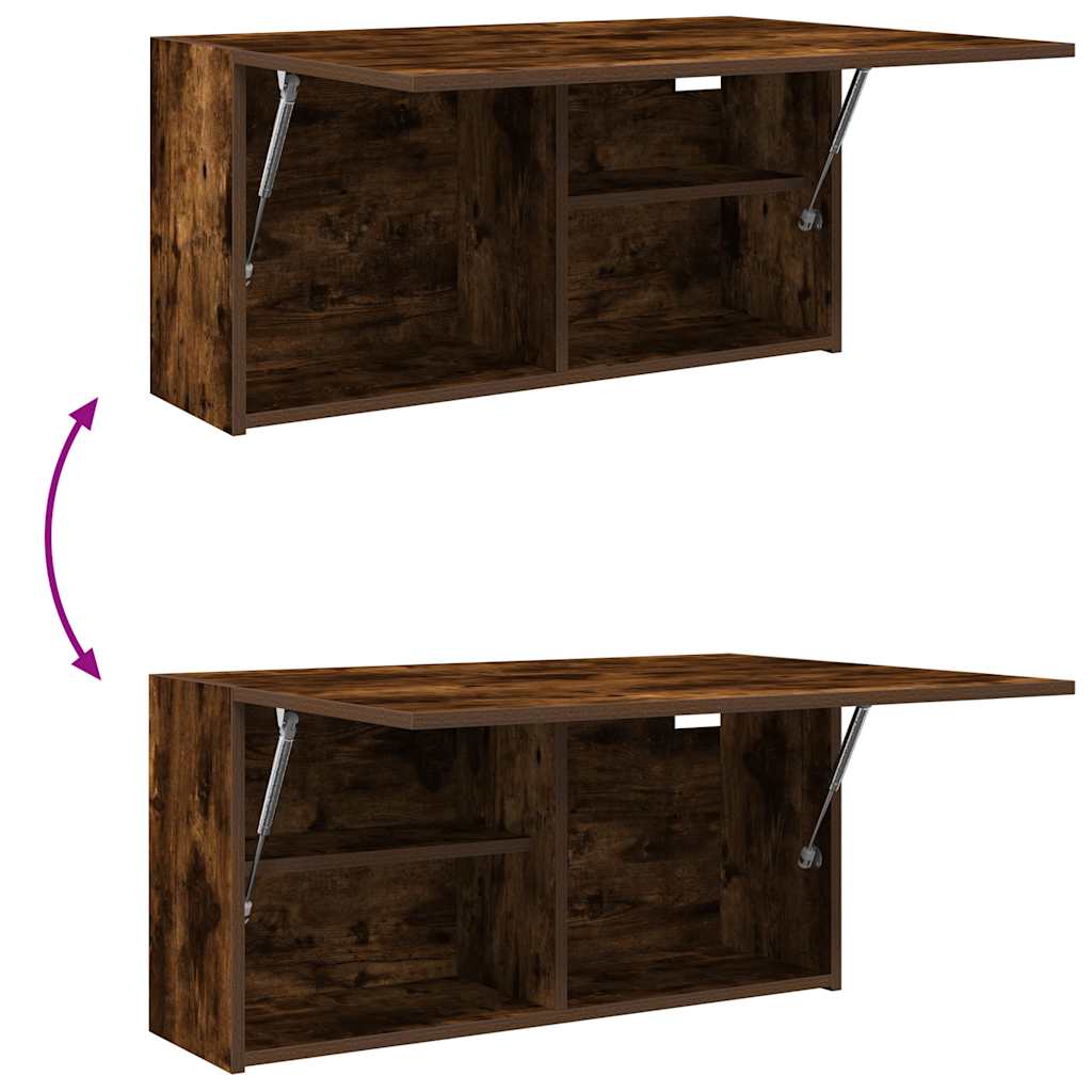 væghængt badeværelsesskab 80x25x40 cm konstrueret træ røget eg