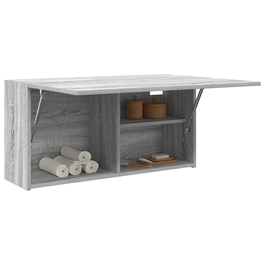 væghængt badeværelsesskab 80x25x40 cm konstrueret træ