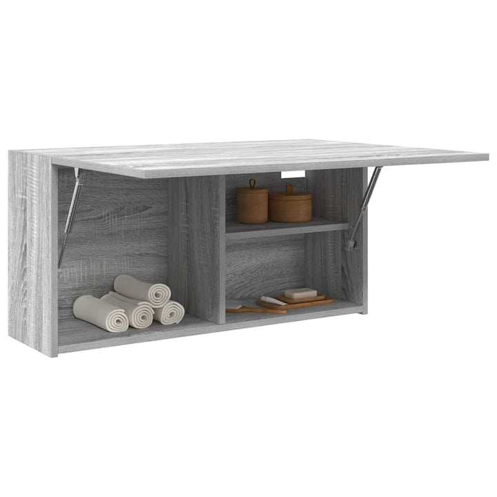 væghængt badeværelsesskab 80x25x40 cm konstrueret træ