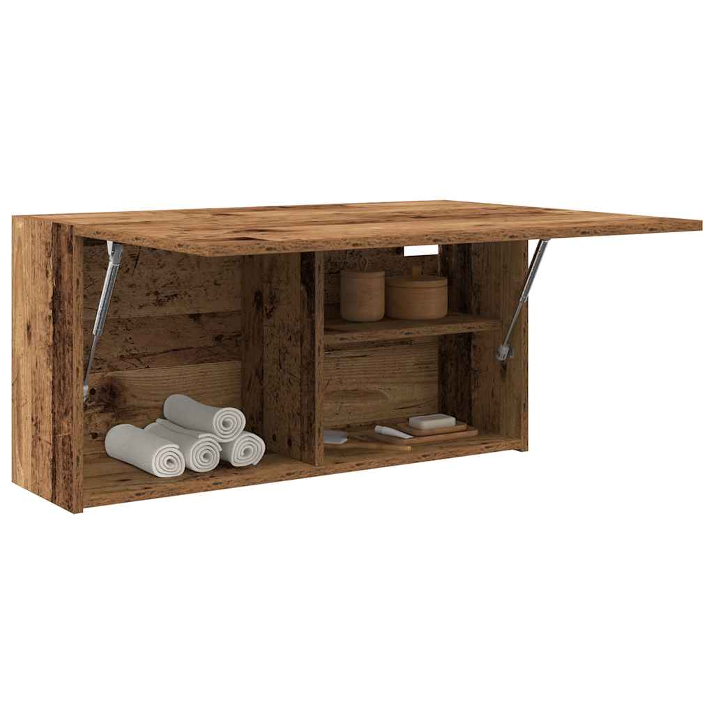væghængt badeværelsesskab 80x25x40cm konstrueret træ antikt træ