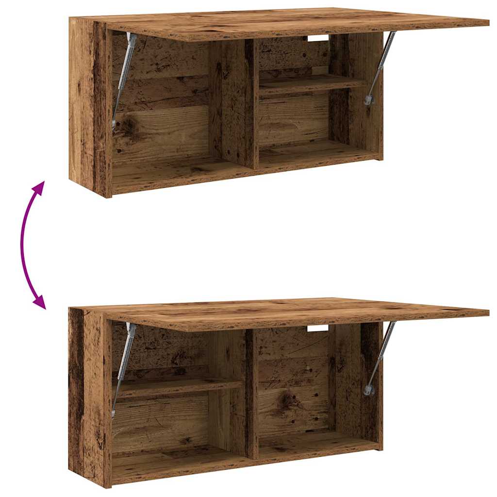 væghængt badeværelsesskab 80x25x40cm konstrueret træ antikt træ