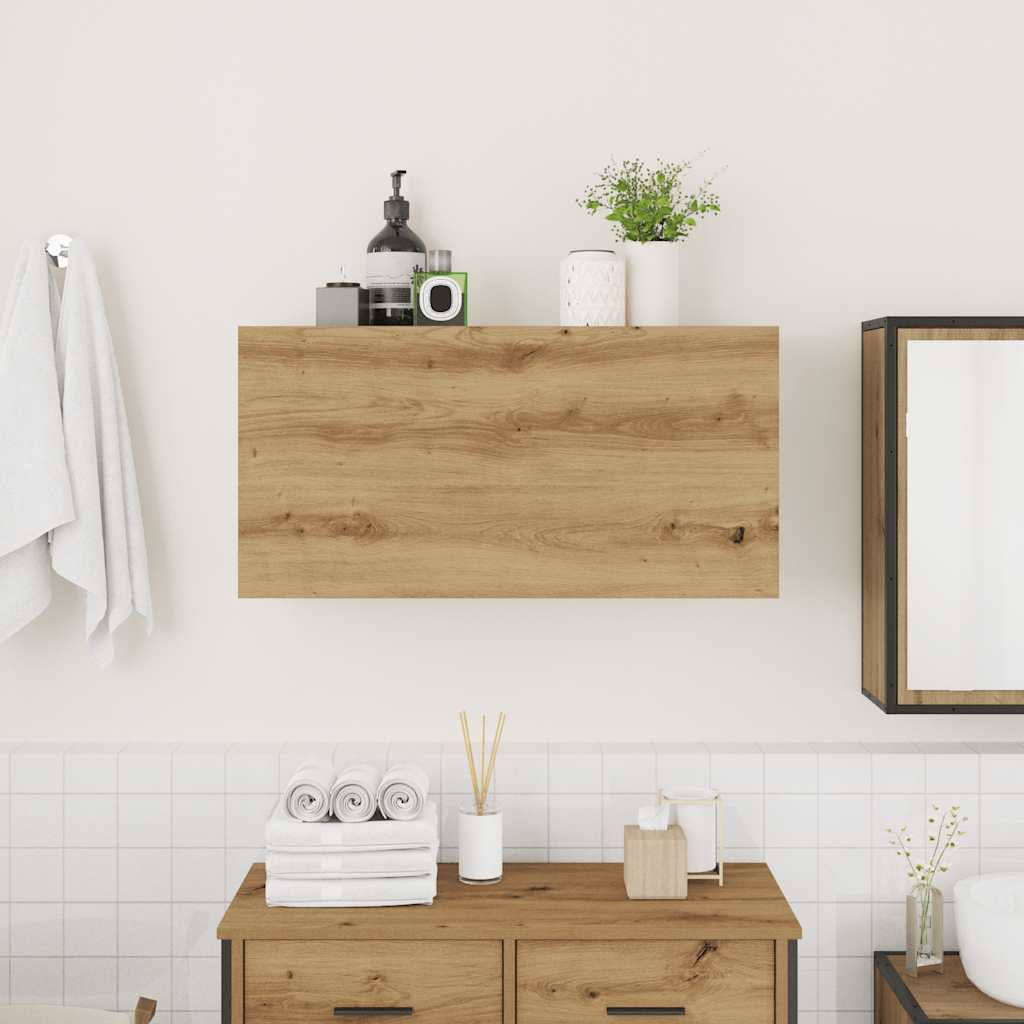 væghængt badeværelsesskab 80x25x40 cm konstrueret træ kunsteg