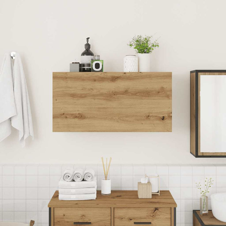 væghængt badeværelsesskab 80x25x40 cm konstrueret træ kunsteg