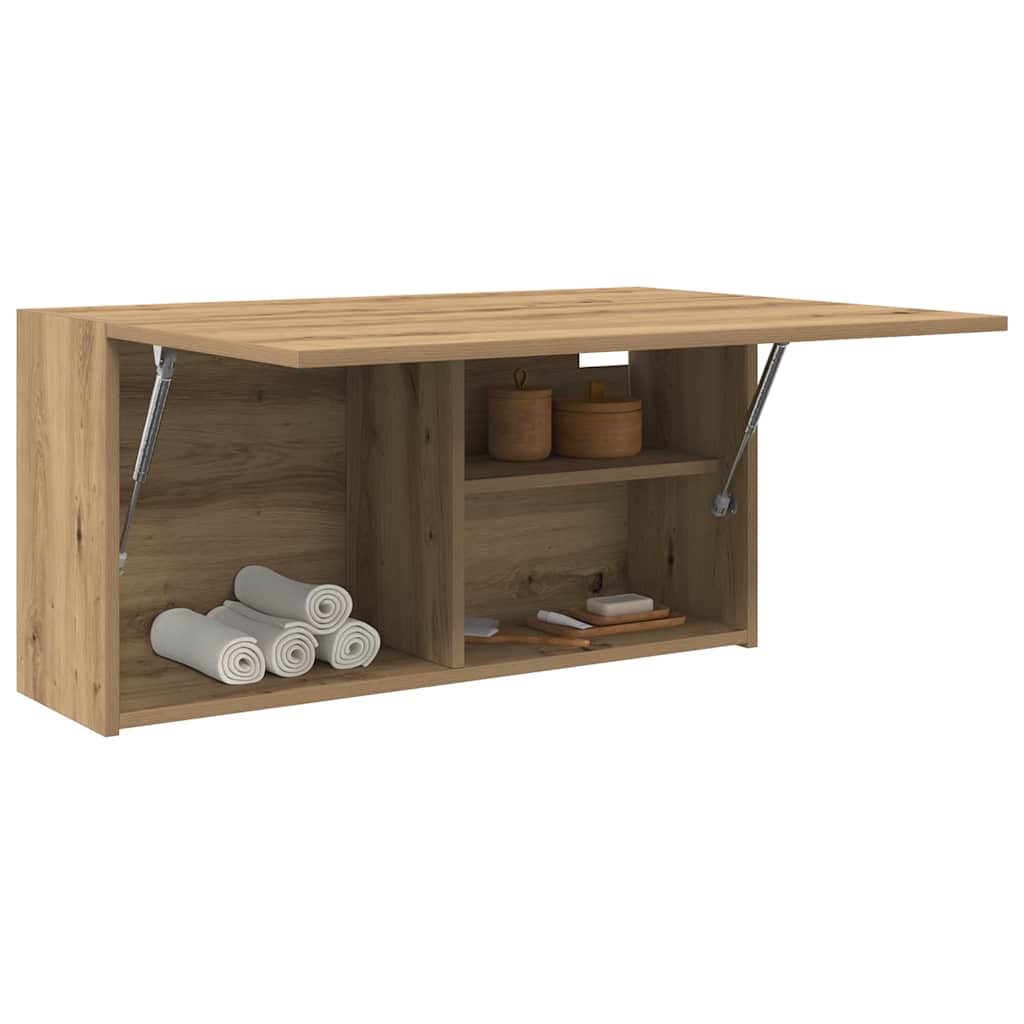 væghængt badeværelsesskab 80x25x40 cm konstrueret træ kunsteg