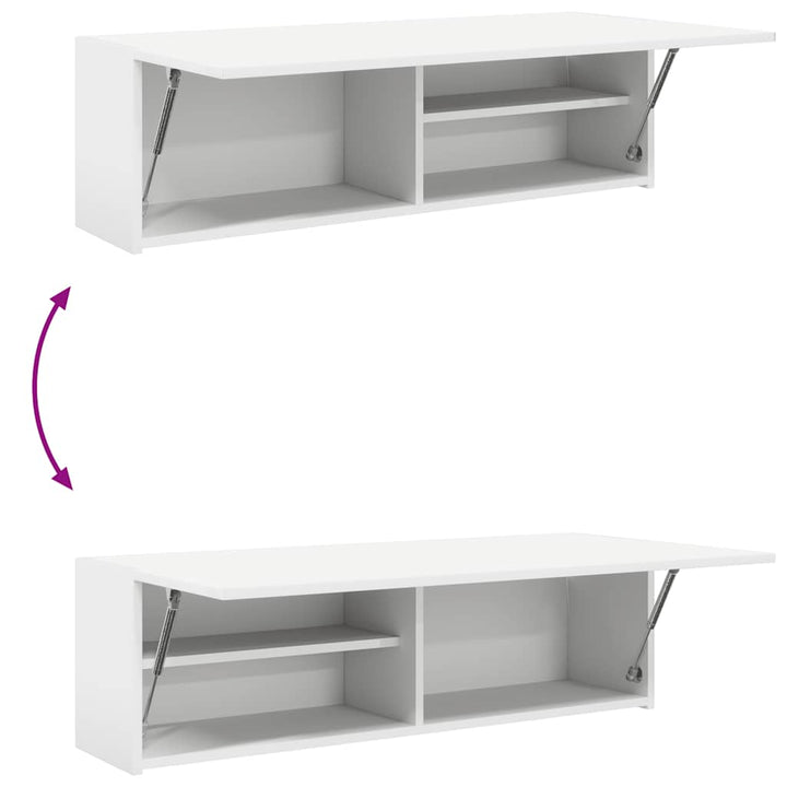 væghængt badeværelsesskab 100x25x30 cm konstrueret træ hvid