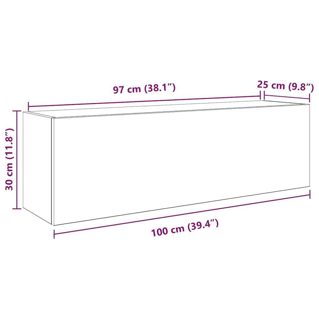væghængt badeværelsesskab 100x25x30 cm konstrueret træ sort