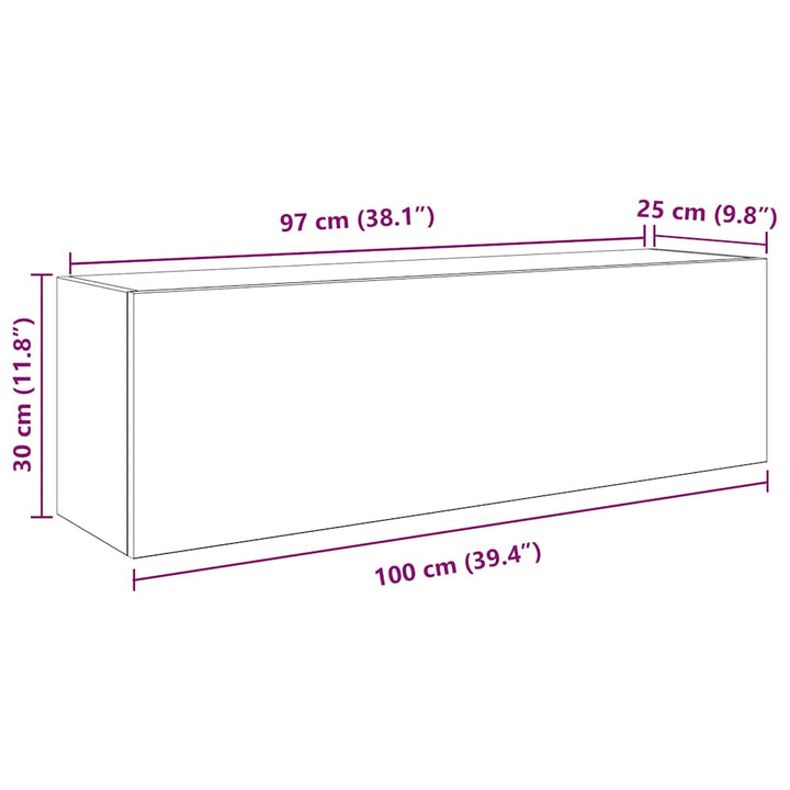 væghængt badeværelsesskab 100x25x30 cm konstrueret træ sort
