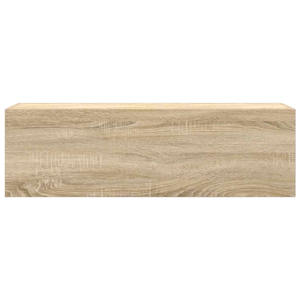 væghængt badeværelsesskab 100x25x30cm konstrueret træ sonoma-eg