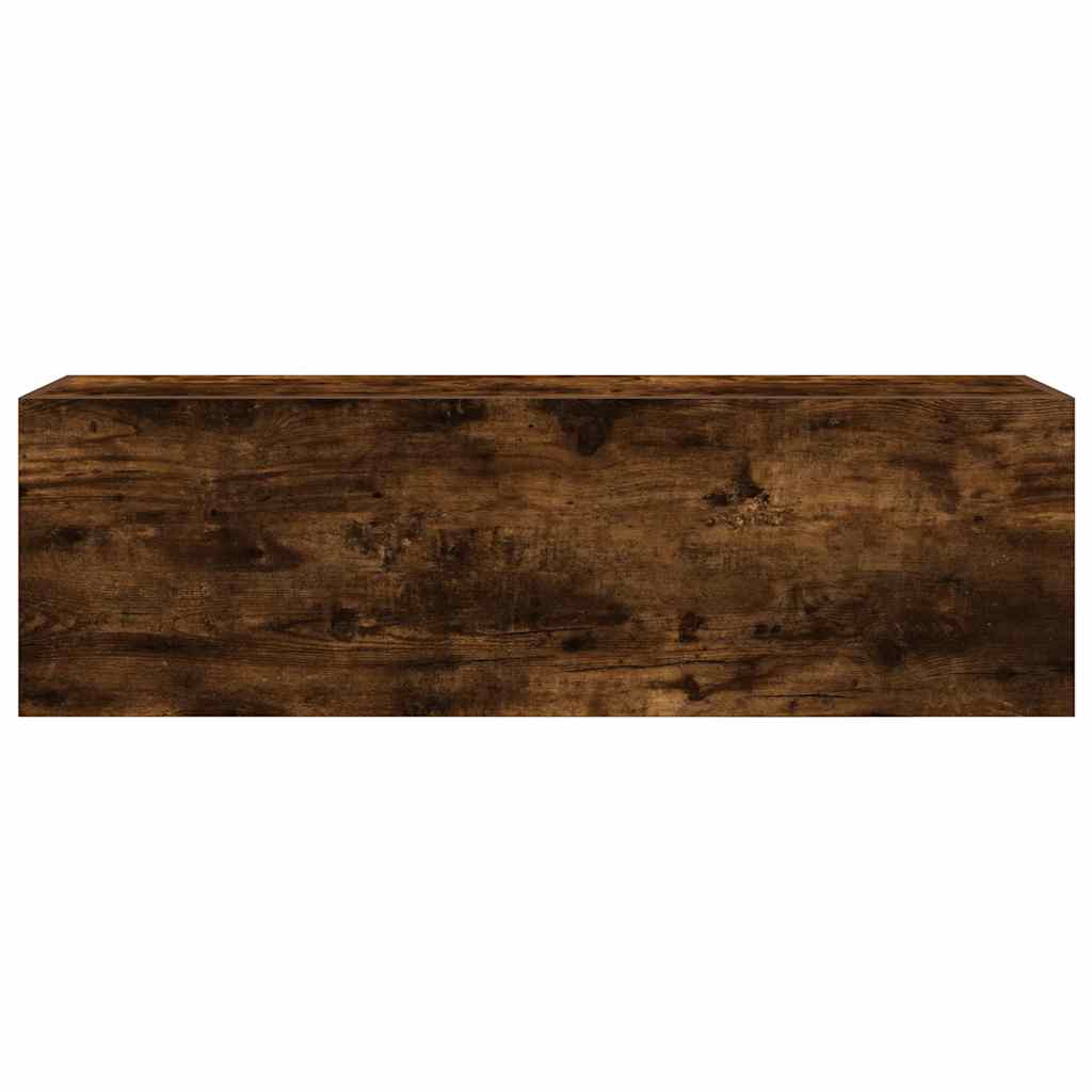 væghængt badeværelsesskab 100x25x30 cm konstrueret træ røget eg