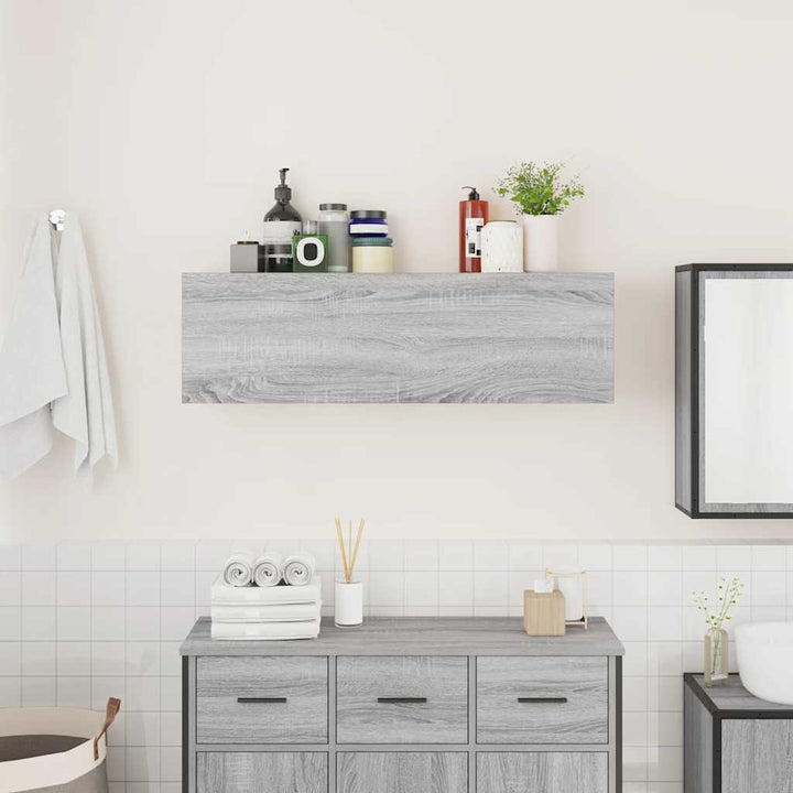 væghængt badeværelsesskab 100x25x30 cm konstrueret træ