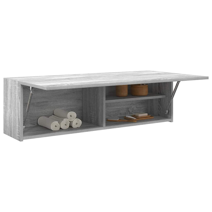 væghængt badeværelsesskab 100x25x30 cm konstrueret træ