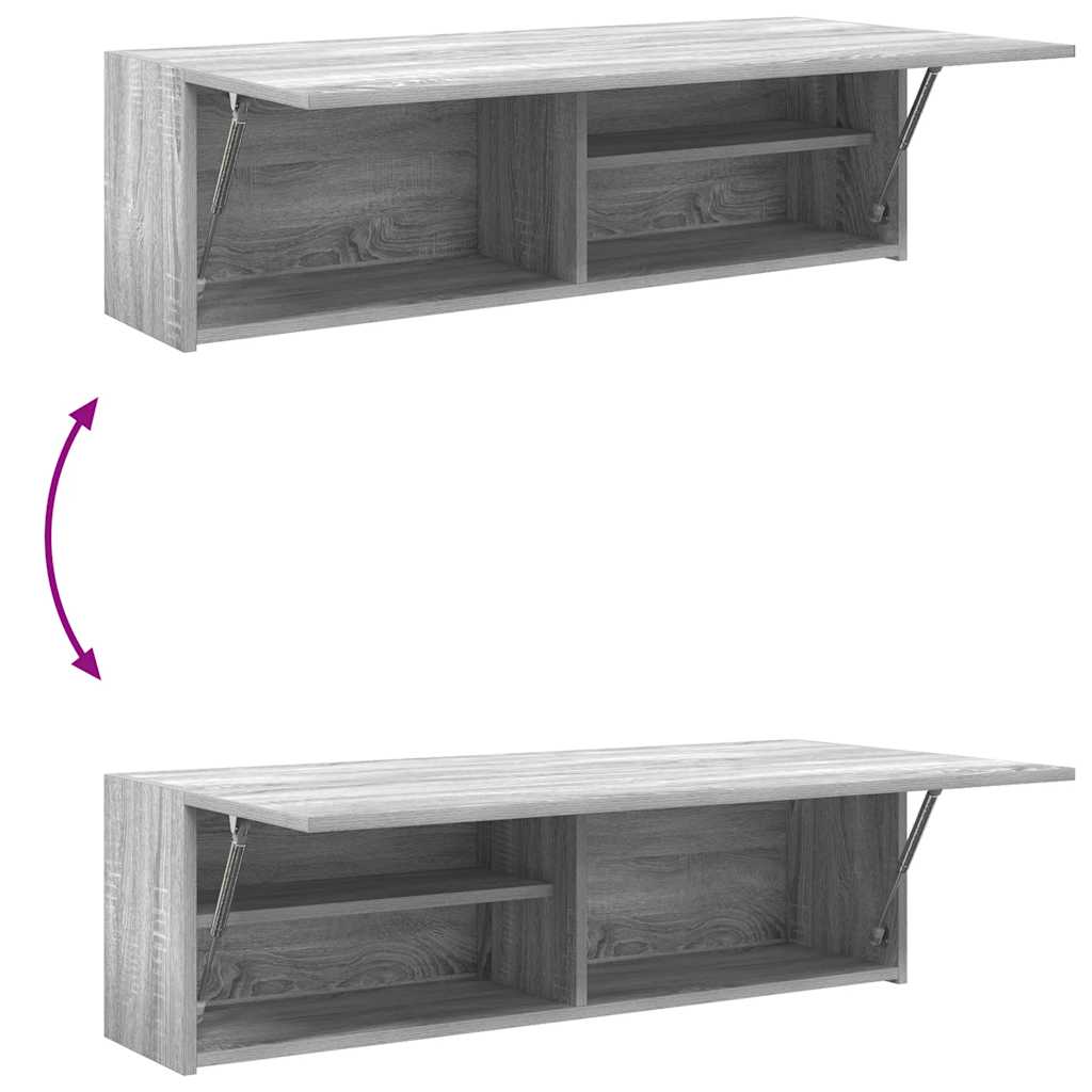 væghængt badeværelsesskab 100x25x30 cm konstrueret træ