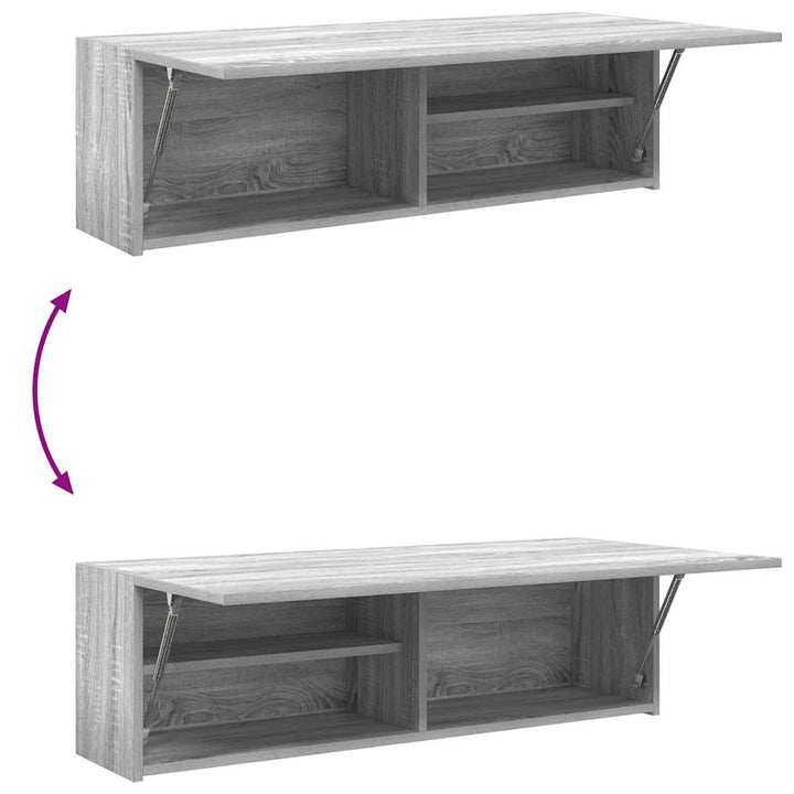 væghængt badeværelsesskab 100x25x30 cm konstrueret træ