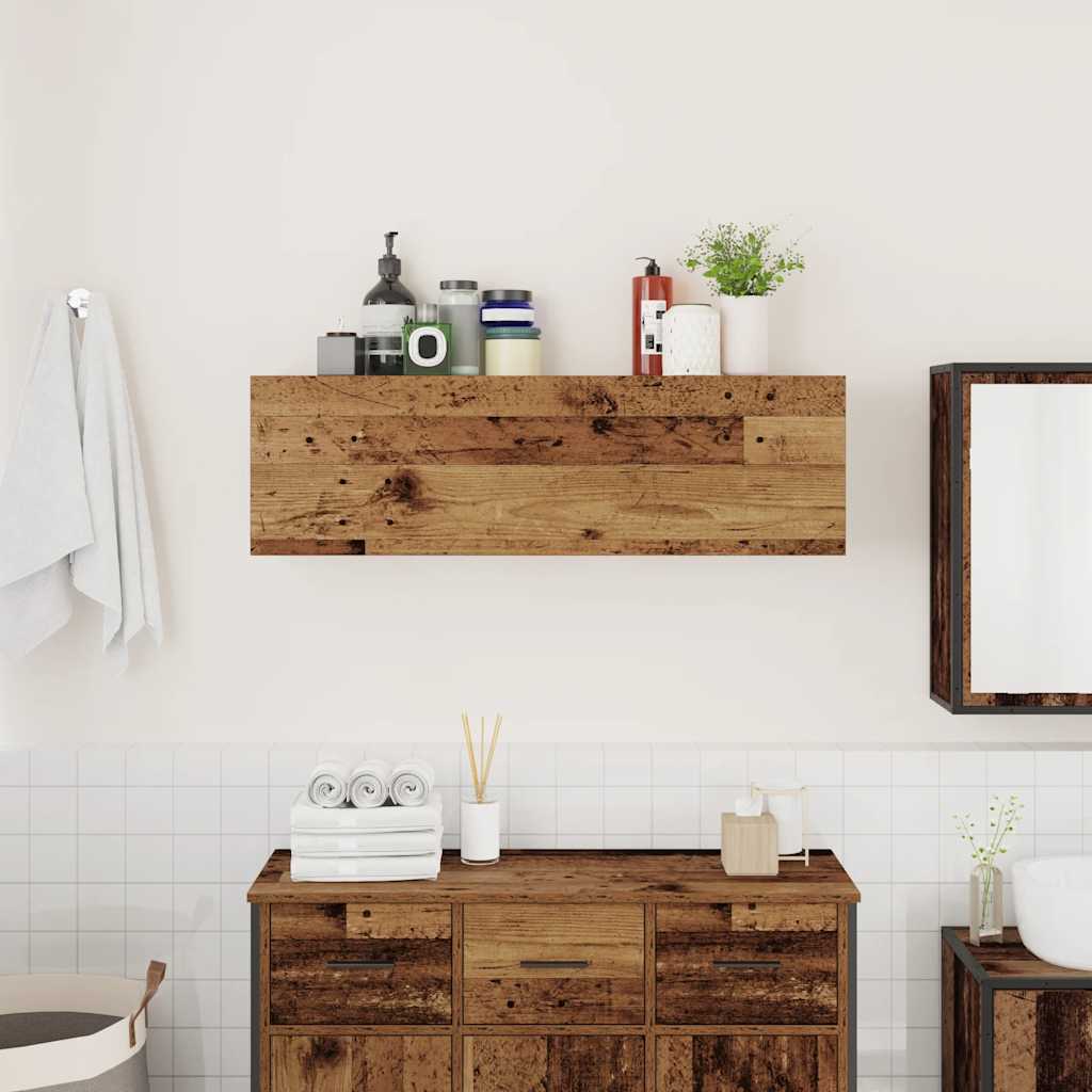 væghængt badeværelsesskab 100x25x30 cm konstrueret træ