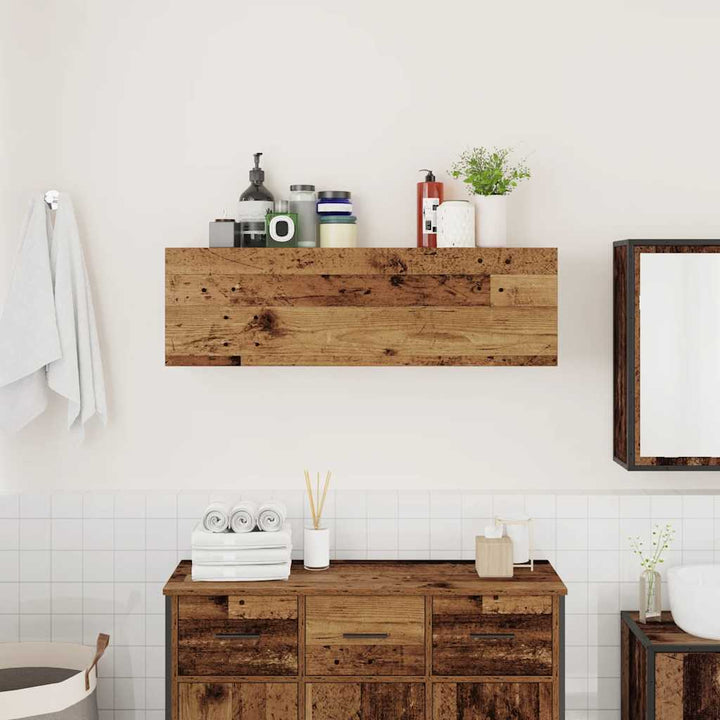 væghængt badeværelsesskab 100x25x30 cm konstrueret træ