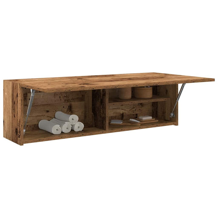 væghængt badeværelsesskab 100x25x30 cm konstrueret træ