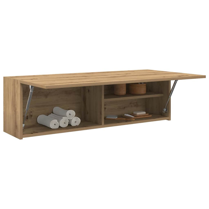 væghængt badeværelsesskab 100x25x30 cm konstrueret træ kunsteg