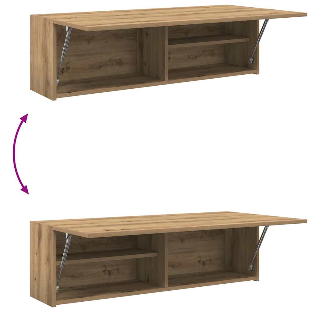 væghængt badeværelsesskab 100x25x30 cm konstrueret træ kunsteg