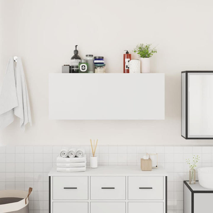 væghængt badeværelsesskab 100x25x40 cm konstrueret træ hvid