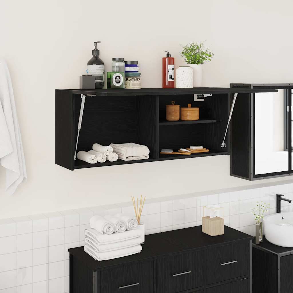 væghængt badeværelsesskab 100x25x40 cm konstrueret træ sort