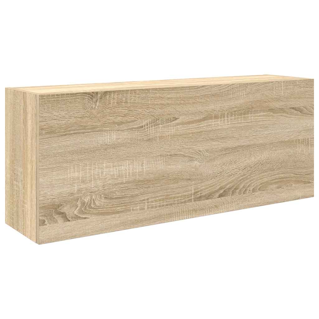 væghængt badeværelsesskab 100x25x40cm konstrueret træ sonoma-eg