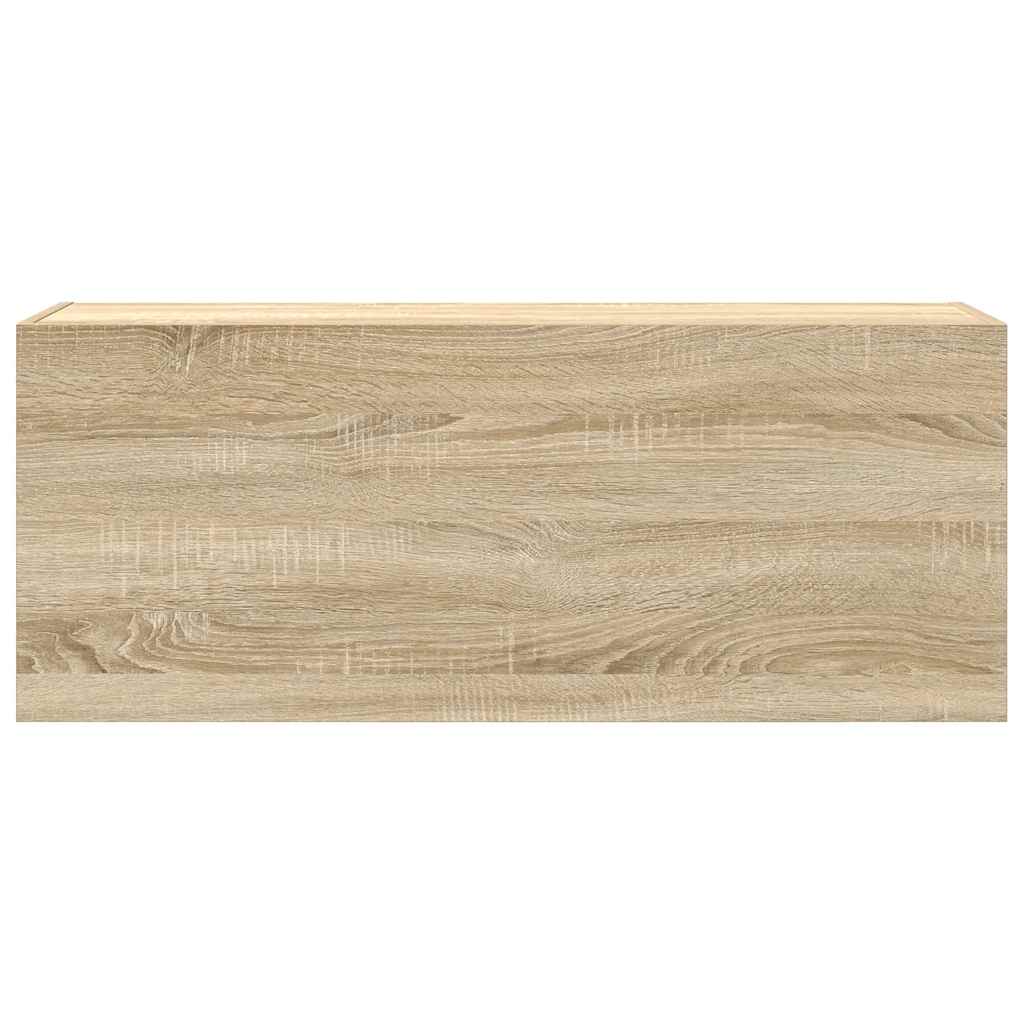 væghængt badeværelsesskab 100x25x40cm konstrueret træ sonoma-eg