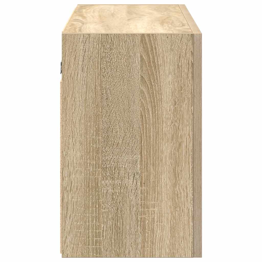 væghængt badeværelsesskab 100x25x40cm konstrueret træ sonoma-eg
