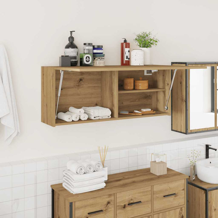 væghængt badeværelsesskab 100x25x40 cm konstrueret træ kunsteg