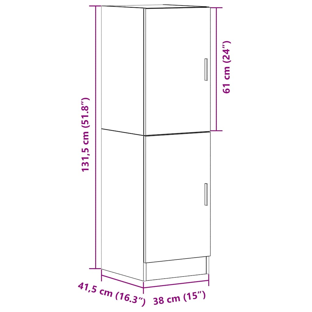 køkkenskab 38x41,5x131,5 cm konstrueret træ betongrå