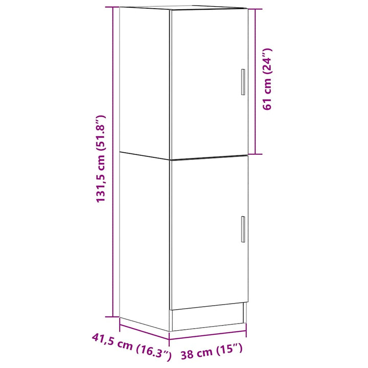 køkkenskab 38x41,5x131,5 cm konstrueret træ betongrå