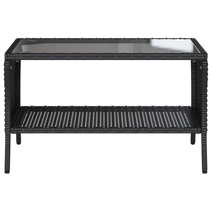 2-personers sofa med hynder og bord polyrattan sort