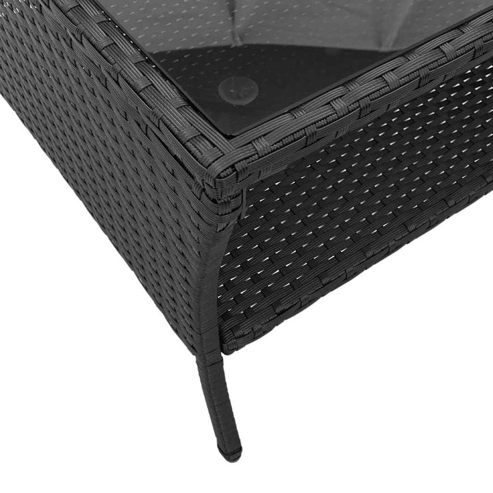 2-personers sofa med hynder og bord polyrattan sort