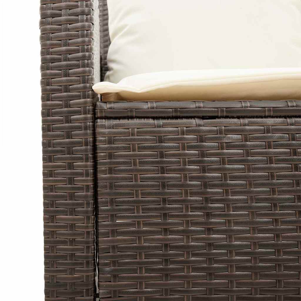 2-personers sofa med hynder og bord polyrattan brun