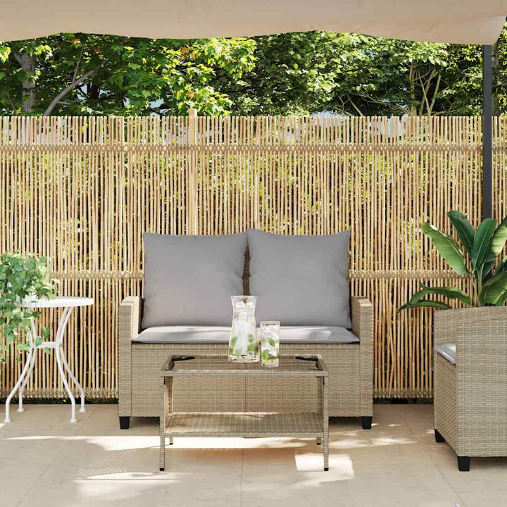 2-personers sofa med hynder og bord polyrattan beige