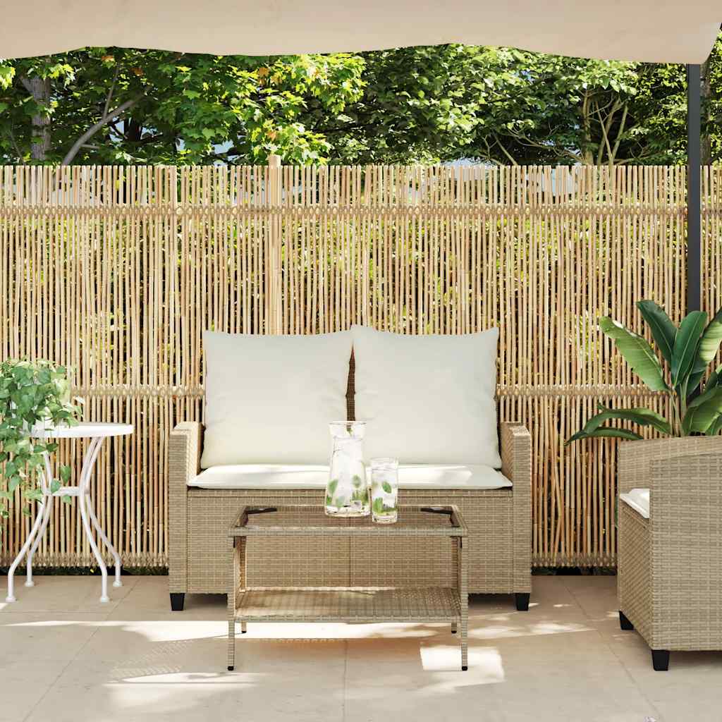 2-personers sofa med hynder og bord polyrattan beige