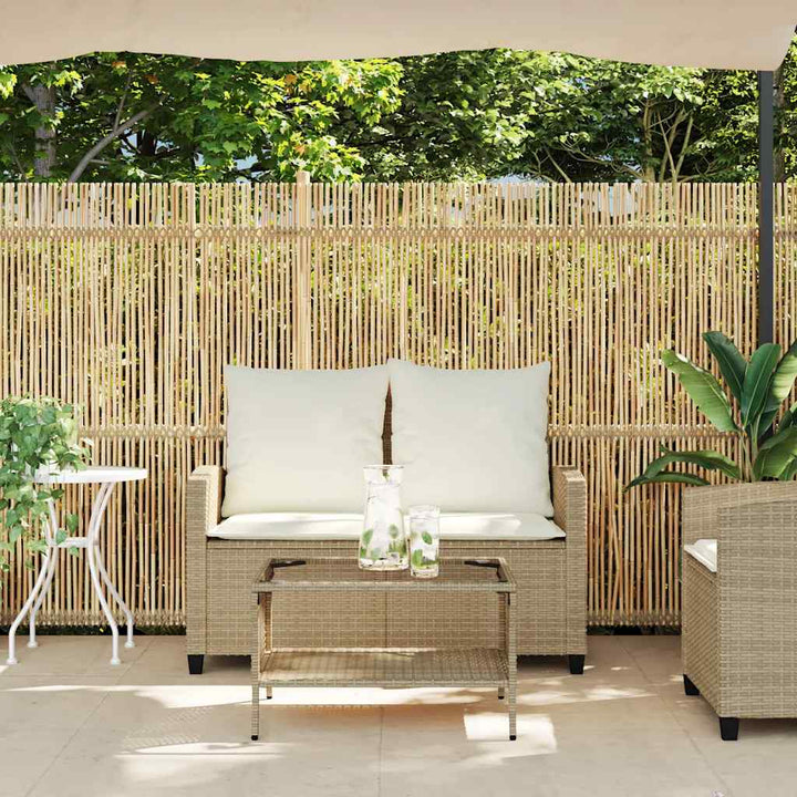 2-personers sofa med hynder og bord polyrattan beige