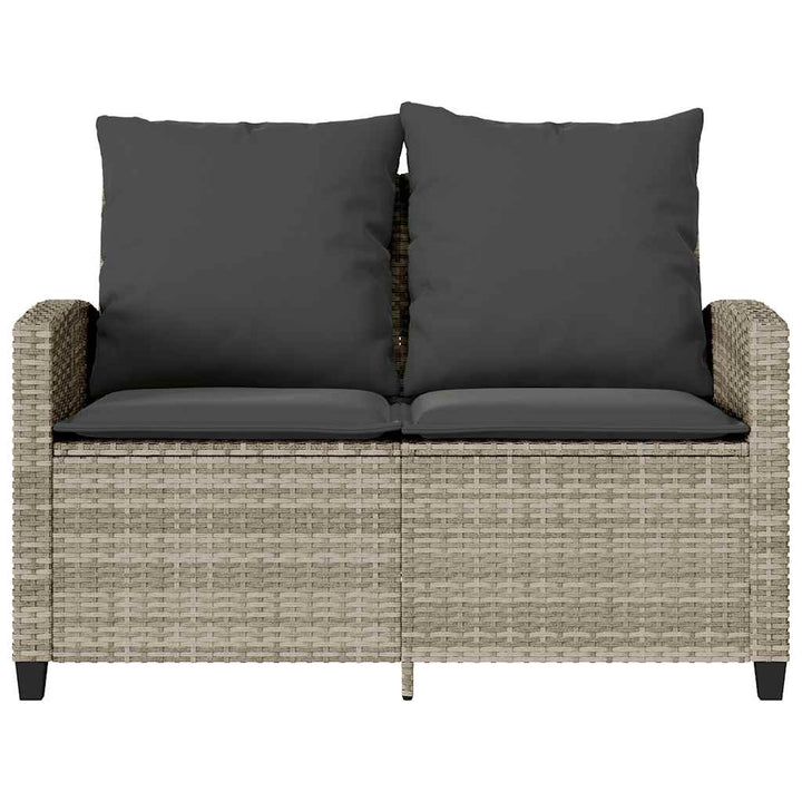 2-personers sofa med hynder og bord polyrattan lysegrå