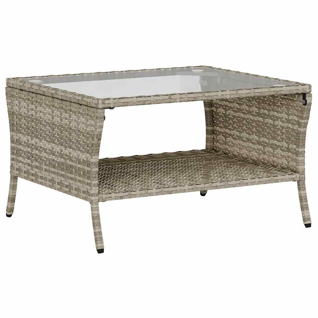 2-personers sofa med hynder og bord polyrattan lysegrå