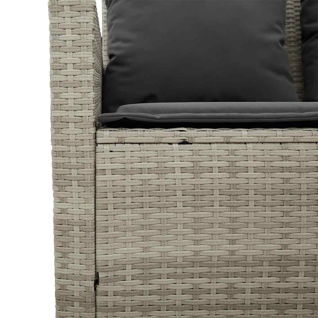 2-personers sofa med hynder og bord polyrattan lysegrå