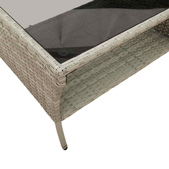 2-personers sofa med hynder og bord polyrattan lysegrå