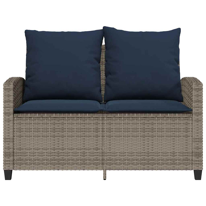 2-personers sofa med hynder og bord polyrattan grå