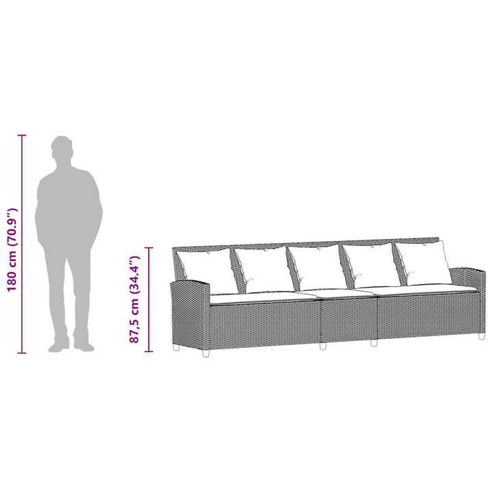 5-personers havesofa med hynder polyrattan beige