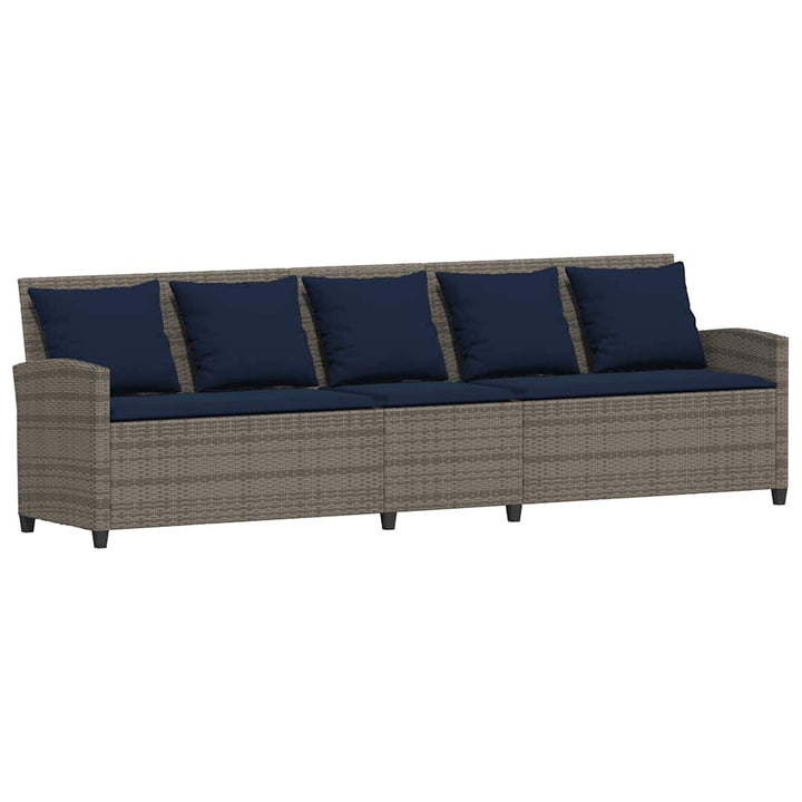 5-personers havesofa med hynder polyrattan grå