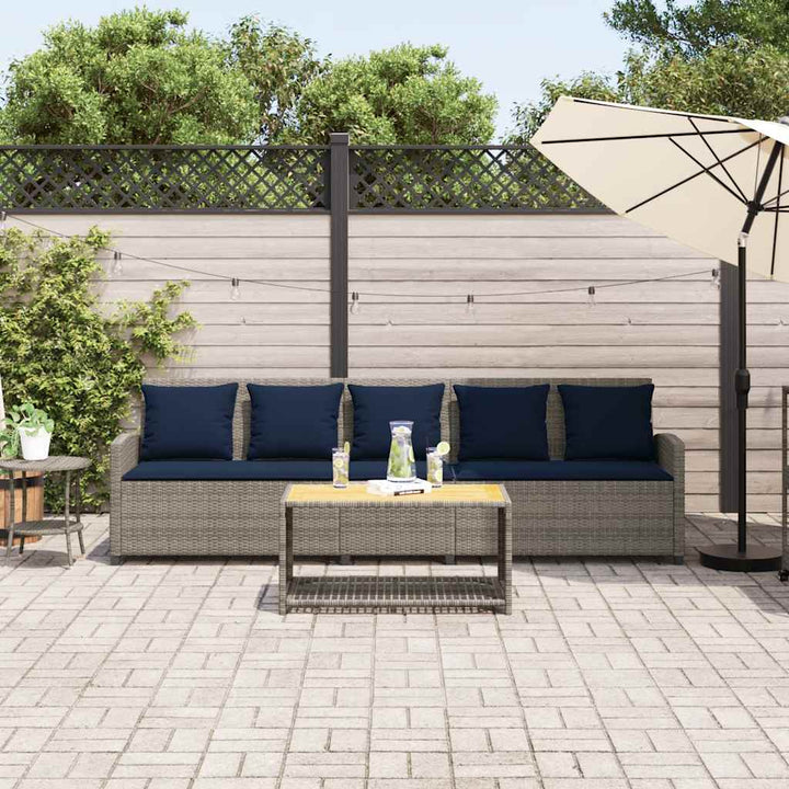 5-personers havesofa med hynder polyrattan grå