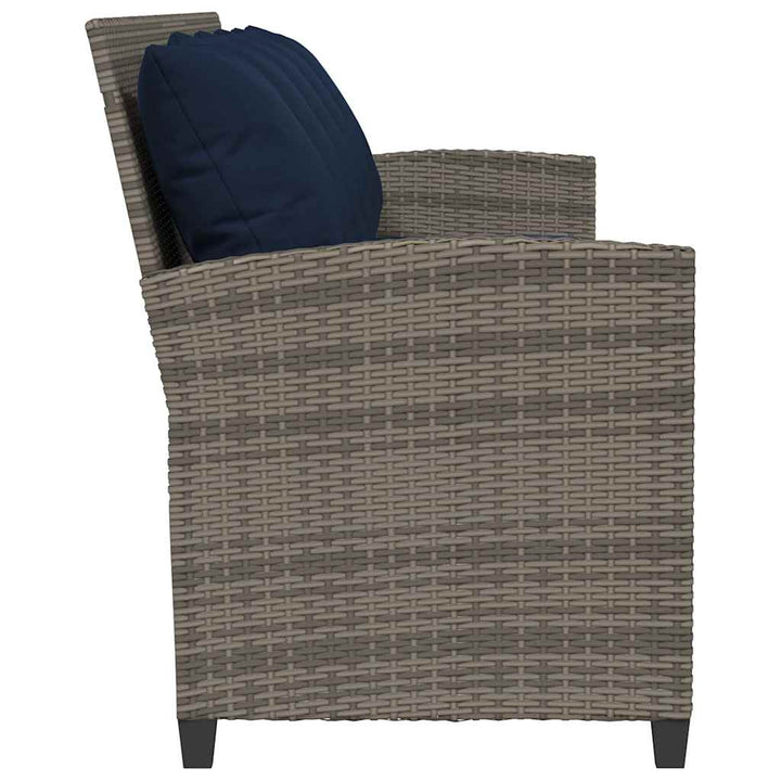 5-personers havesofa med hynder polyrattan grå