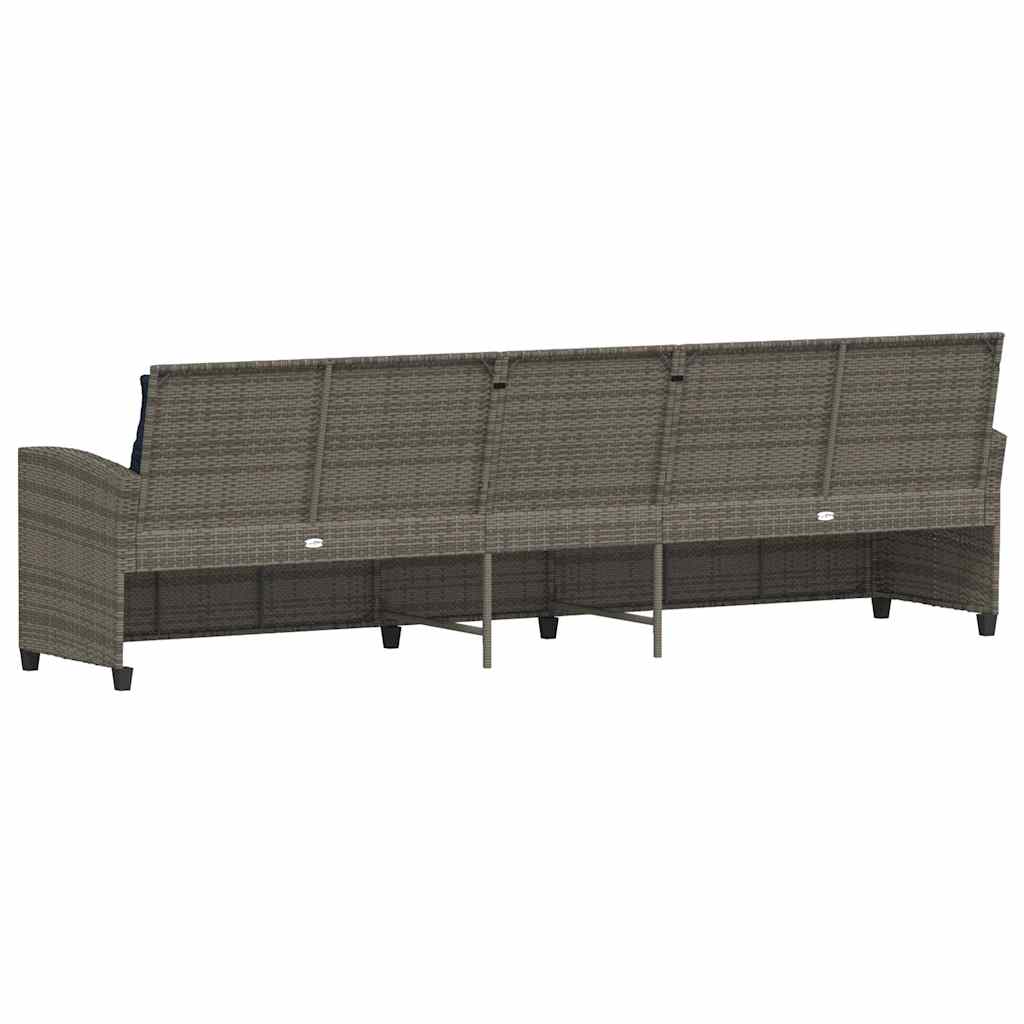5-personers havesofa med hynder polyrattan grå